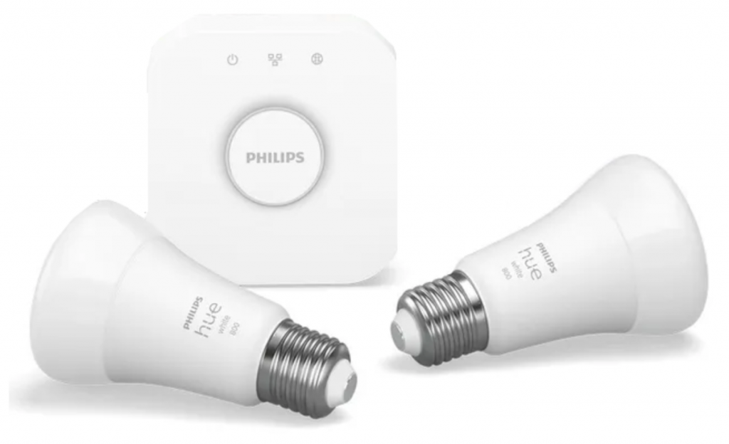 Комплект Philips Hue из двух лампочек и диммера