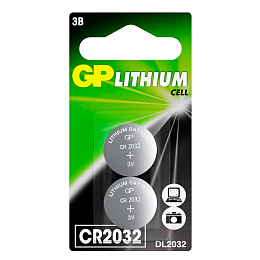 Батарейка GP CR2032 литиевая дисковая, 2 шт.