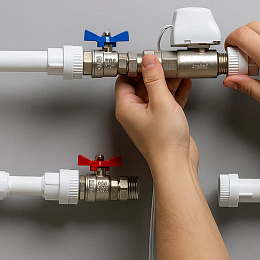 Сборка и монтаж системы защиты от протечек (с врезкой крана в водопровод)