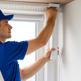 Сборка и монтаж 1 карниза с электромотором, без установки штор, под готовый вывод питания