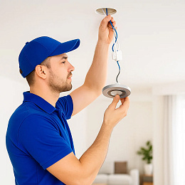 Сборка, монтаж одного спот-светильника под выведенное питание