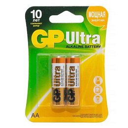 Батарейка алкалиновая GP Ultra Alkaline 15А AA, 2 шт.